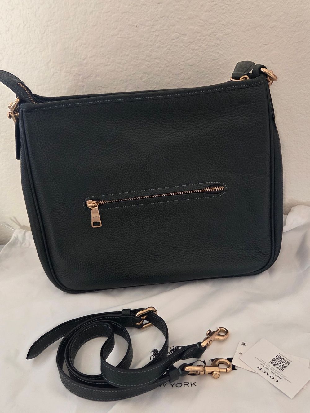 Coach Cary Amazon Green Pebble Leather Shoulder Bag Crossbody - Picture 6 of 12